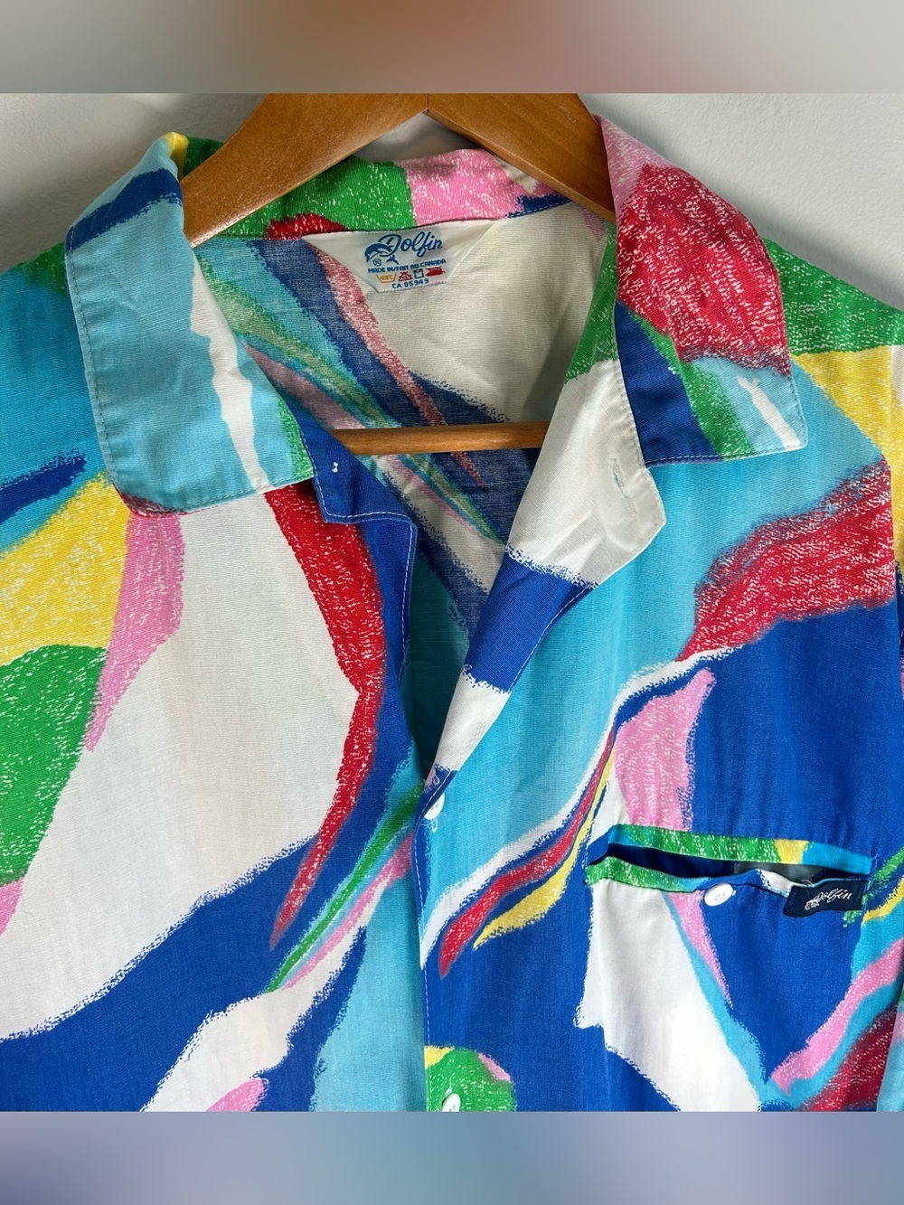Vintage 80s/90s Dolfin Men’s Shirt L Funky Fresh Colorful Abstract Hip Hop RARE - Picture 6 of 13